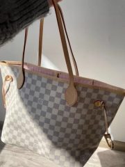 Louis Vuitton N41605 Neverfull MM Rose Ballerine Damier Azur Canvas photo review